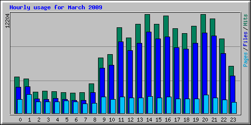 Hourly usage for March 2009